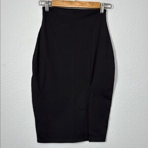 Susana Monaco Black High-Waist Pencil Skirt with Front Slit